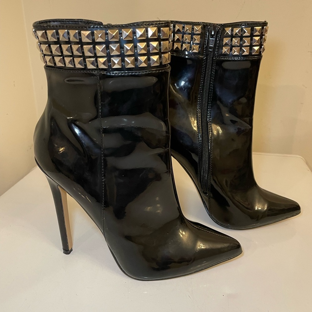 Black Patent Leather Booties